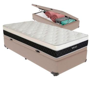 Imagem de Cama Box Baú e Colchão Dallas Molas V-Store 78x188x20, Bege