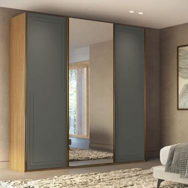 Imagem de Guarda Roupa Casal com Espelho 3 Portas de Correr em MDF Style Belmax
