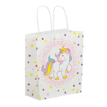 Imagem de Kit 40 Sacolas Unicórnio 1 – 13,5x8x19cm – Embalagens para Lembrancinhas, Festas Infantis, Presentes Temáticos – Coloridas, Divertidas e Reforçadas