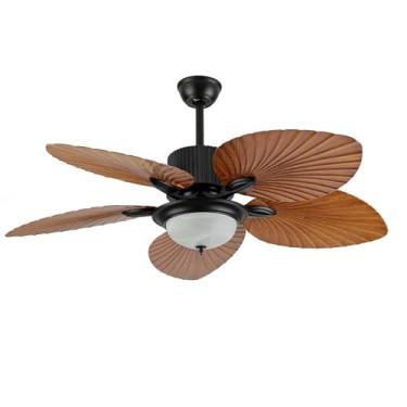 Imagem de Ventilador De Teto Vintage De 52 Ih Com Luzes Led E Controle Remoto, 3 Luzes Que Mudam De Cor, Ventilador De Motor De Cobre Puro, Brown, AC110-120V_36-56W