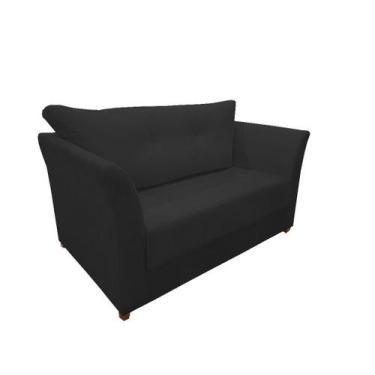 Imagem de Namoradeira Decorativa Isis Suede Preto Pés Madeira Mz Decor - Mazzero
