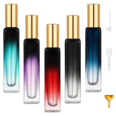 Imagem de Segbeauty Frascos de perfume de vidro vazio de 15 ml, frasco de spray de colônia de 14,2 g, 5 pacotes de mini atomizador de perfume cosmético recarregável para óleo essencial, atomizador de colônia de