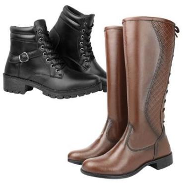 Imagem de Kit 2 Pares Bota Montaria E Coturno Tratorado Feminino Elegante E Versátil-Feminino