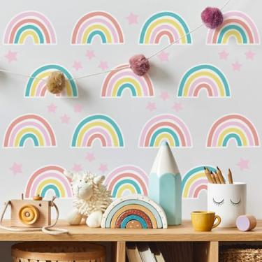 Imagem de Adesivo de Parede Menina Arco-Iris e Estrelas Cobre 3m²