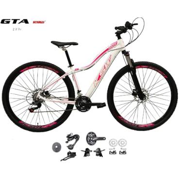 Imagem de Bicicleta Aro 29 Ksw Mwza Kit 2x9 Gta Sunrun Freio Disco K7 11/36 Pedivela 24/38d Garfo com Trava (Branco/Rosa, 15)