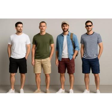 Imagem de Bermuda Masculina Sarja Brim Elástico Coloridas Kit C/3 - juc men, Cor
