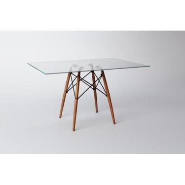 Imagem de Mesa Eames 6 Lugares Base Madeira Tampo Vidro Retangular 120 - UP HOME