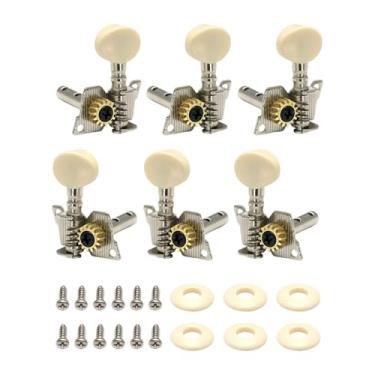 Imagem de Amagogo 6x Chaves de Afinação 3L 3R Clássicas Afinação de Cordas de Violão Substituição com 12 Parafusos Tarraxas Presentes para Amantes de Músicos