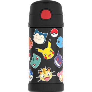 Imagem de Thermos Garrafa infantil Pokemon Funtainer, aço inoxidável, 350 ml, azul