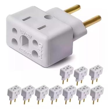 Imagem de KIT 10 Adaptador De Tomada Universal ORIGINAL 3 Pinos Benjamin 10A/20A Para 2 e 3 Pinos Bivolt 110V/220V Para Secadores Chapinhas Air Fryer DM SHOPP