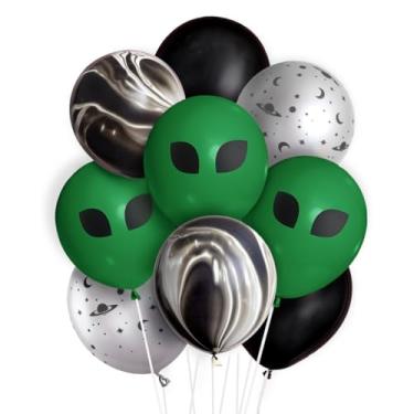 Imagem de xo, Space Alien Party Balloons - 24 pk, 12" | Martian Kids Decorations, UFO Birthday Supplies, Astronaut Bday Accessories, Galaxy Decor