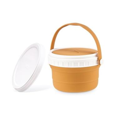 Imagem de Tegion Recipientes De Silicone Antiderramamento Para Lanches Crianças, Aba Removível Enchimento E Limpeza, Tampa Viagem Plástico Rígido Com Rosca Sem Migalhas, Ultramacio Bebês Porta-Copos 355 Ml