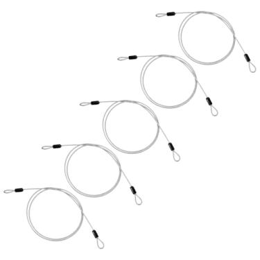Imagem de PATIKIL Cabo de aço inoxidável revestido de vinil de 1/20.3 cm de diâmetro com laços, 5 peças de corda de fio flexível de 1,2 m (119,4 cm) Cadeado de cordão de segurança para iluminação de palco ao ar