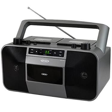 Imagem de Jensen MCR-1500 Vintage Estéreo Portátil CD/MP3 Dual Cassette Deck Gravador Boombox, Display LED, Rádio AM/FM, Bass Boost (Exclusivo) (Prata Platina)