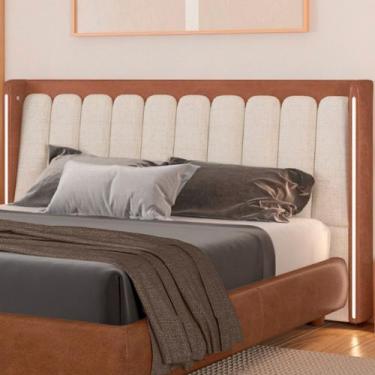 Imagem de Cabeceira Queen Com LED Yeon material sintético Caramelo / Linho Off W