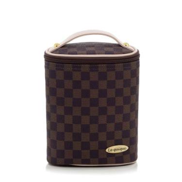 Imagem de Porta Mamadeira Lequiqui Escocesa Colour - Marrom c/ Rosa