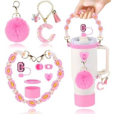 Imagem de Conjunto de 6 peças de acessórios para copo Stanley Cup 850 g 1,134 g copo com alça, incluindo tampa e bota de cobertura de palha de silicone, tampa à prova de derramamento, pingente de alça, adesivo