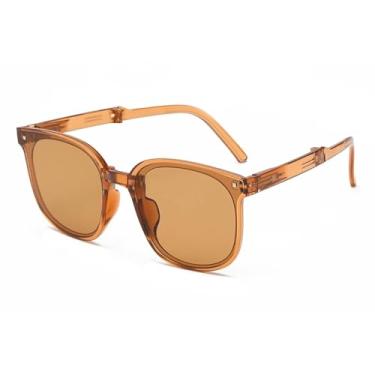 Imagem de Óculos de sol dobráveis ultra leves da moda, estilo masculino, proteção solar e guarda-sol, óculos de sol femininos (marrom)