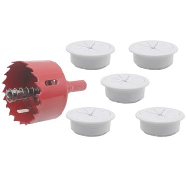 Imagem de OZXNO Kit de 5 unidades para esconder cabos de TV, 5 cm (orifício de 50 mm), organizador de cabos para TV, kit de gerenciamento de cabos de parede, kit de esconder fio de TV para TV de montagem na