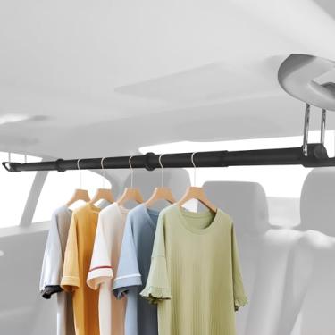 Imagem de Elantrip Barra ajustável para cabide de carro, haste telescópica resistente de 81 a 137 cm, suporte para roupas sem rugas para carros, SUVs, caminhões e veículos, preto
