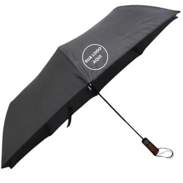 Imagem de Guarda Chuva Abre E Fecha Automático Reforçado Contra Vento Cor Preto 