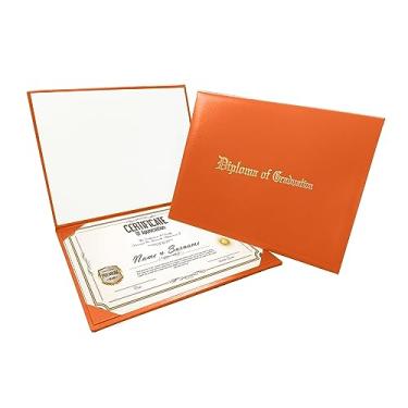 Imagem de Gradplaza Capa de diploma para certificado 21,6 cm x 28 cm impresso "Diploma of Graduation" Suporte de diploma laranja liso para ensino médio, universidade
