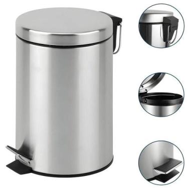 Imagem de Lixeira Inox Redonda Multiuso 12 Litros - Design Moderno e Durável - P