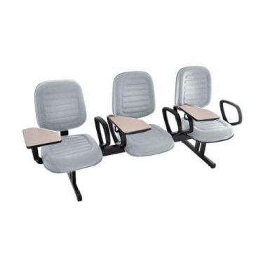 Imagem de Cadeira Em Longarina Com Prancheta Linha Blenda Cinza - DESIGN OFFICE 