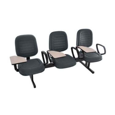 Imagem de Cadeira Em Longarina Com Prancheta Linha Blenda Cinza - DESIGN OFFICE 