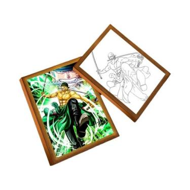 Imagem de One Piece Anime Zoro Luffy LED Night Light Pintura Moldura Decoração D