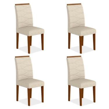 Imagem de Kit 4 Cadeiras Vitória Wood Sala De Jantar Cin/bege - Móveis Arapongas