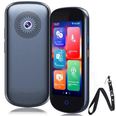 Imagem de Dispositivo tradutor de idiomas 2025, tradutor de voz com IA instantânea bidirecional para mais de 137 idiomas, tradução on-line/offline HD portátil de 12,7 cm para negócios de viagens (cinza preto)