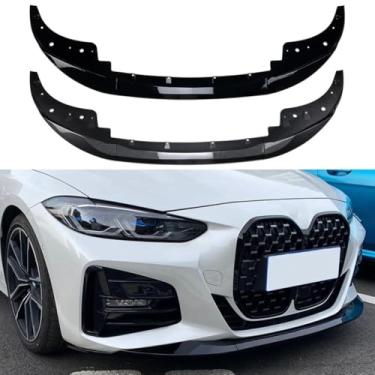 Imagem de Capa de para-choque dianteiro compatível com 4 séries 425i 430i G22 G23 2020+ kit de carroceria acessórios de carro para para-choque dianteiro (aparência de fibra de carbono)