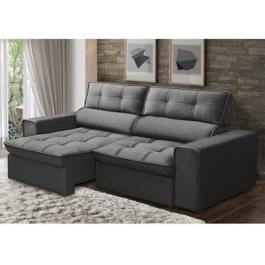 Imagem de Sofá Retrátil E Reclinável 1,80m Nantes Grafite