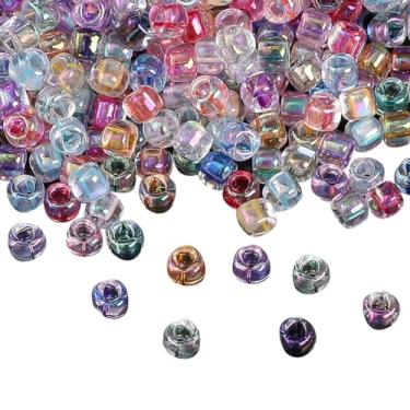 Imagem de ccHuDE 50 g 4 mm contas de pônei transparentes pequenas contas perfuradas mini contas de vidro contas decorativas artesanato joias contas de sementes contas de trança de cabelo para pulseira DIY