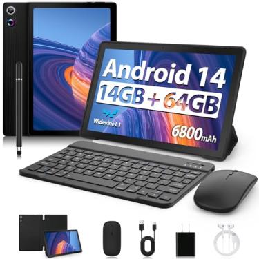 Imagem de Tablet, tablets Android de 11 polegadas, 14 GB de RAM + ROM de 64 GB (TF 1 TB) com Octa-Core, 6800mAh, Widevine L1, WiFi 6, tablet 8 em 1 com teclado, mouse, capa protetora, caneta, fone de ouvido