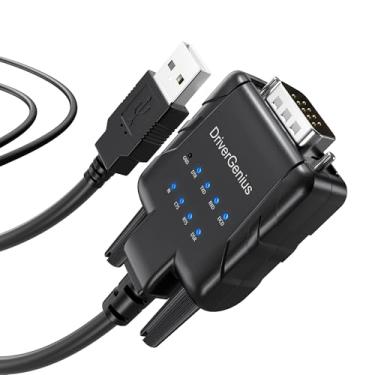 Imagem de DriverGenius Cabo adaptador USB para serial RS232 DB9 com 9 indicadores LED - Prolific PL2303 - compatível com Windows 11, macOS 14 Sonoma, Linux (USB232A-E-A, 1 m)
