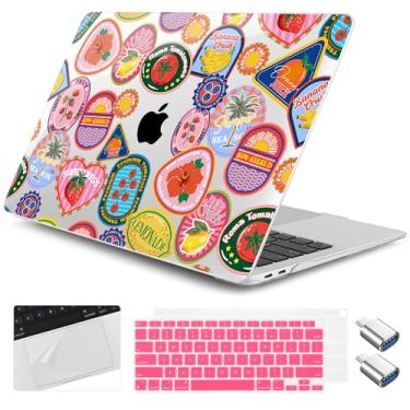 Imagem de Yebiseven Capa para MacBook Air de 13 polegadas M1 2021 2020 2019 2018 modelo A2337/A2179/A1932, capa rígida para laptop com capa de teclado e protetor de trackpad e 2 adaptadores OTG, Summer Escape