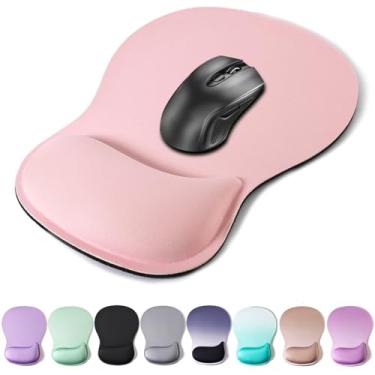 Imagem de Mouse pad suporte de pulso, mousepad ergonômico com almofada de descanso de pulso de espuma de memória, base de borracha antiderrapante para jogos para alívio da dor e digitação fácil, laptop de