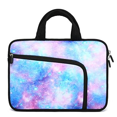 Imagem de Capa para laptop 11 11,6 12 12,1 12,5 polegadas com bolsos, bolsa de mão de neoprene macio compatível com Apple MacBook Air, Samsung, Google, Acer, HP, Dell, Lenovo Asus (Blue Galaxy)