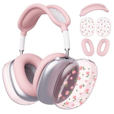 Imagem de BlHMCASE Capa de fone de ouvido para AirPods Max, lindo laço de flores kawaii, capa de silicone rosa para fones de ouvido para Apple AirPods Max