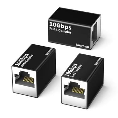 Imagem de Acoplador Ethernet RJ45 de 10 Gbps, pacote com 3 adaptadores extensores para cabo Ethernet Cat8, Cat7, Cat6, Cat5, Cat5e, conector de alta velocidade de 100 metros, conector fêmea para fêmea de liga