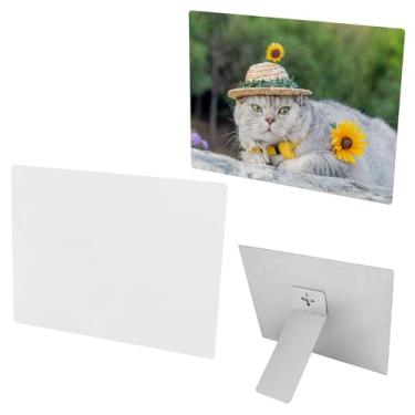 Imagem de Framendino, Pacote com 2 porta-retratos de sublimação em branco, 15 x 20 cm, imagem de metal de transferência de calor de alumínio com suporte para mesa de mesa