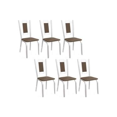 Imagem de Kit 6 Cadeiras De Cozinha Florença 2c005 Aço 6 Uni Cromado Marrom 21