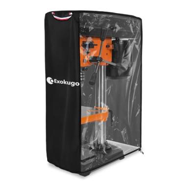 Imagem de Capa de prensa de broca de bancada, adequada para a maioria das mini furadeiras de 25 cm no mercado, lateral com design de PVC transparente, preta