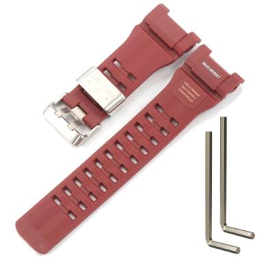 Imagem de Pulseira de resina compatível com G-Shock GWG-B1000-1A4JF Master of G Series MUDMASTER GWG-B1000-3AJF GWG-B1000-1AJF Pulseira de substituição (pulseira vermelha com fivela de aço)