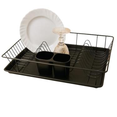 Imagem de Escorredor de Louça Preto com Porta Talher e Bandeja Coletora Removível 18 Pratos para Cozinha e Pia - Westing