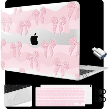 Imagem de MEEgoodo Capa para MacBook Air de 13,3 polegadas 2021, 2020, 2019, 2018, A2337, M1, A2179, A1932, capa de laptop para MacBook Air M1 com capa para webcam, filme trackpad e adaptador tipo C, arco