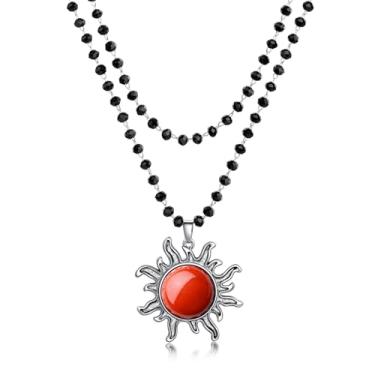 Imagem de XIANNVXI Colar gótico com pingente de sol, gargantilha preta, gótica e emo para mulheres, bijuterias de fantasia de Halloween, joias de Natal para mulheres, Large, Aço inoxidável, Sem Pedra Preciosa