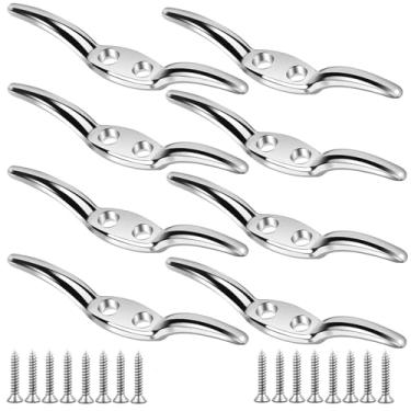 Imagem de Gancho de corda de 5,5 cm, 8 peças de grampos de convés de barco de aço inoxidável 316, gancho de grampo de cabo de bandeira pequeno com parafusos, gancho de gancho de corda para corda fixa, persiana